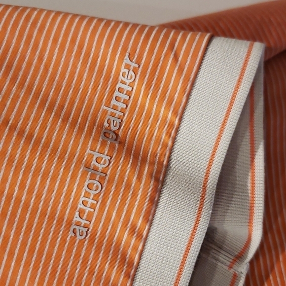 Arnold Palmer Men Polo Shirt Neo Function Salmon Orange horizontal stripes - Picture 9 of 13
